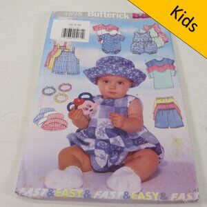 Butterick 4898 Clothing Pattern Sun Hat, Baby Romper, Overalls, Shirt, Shorts